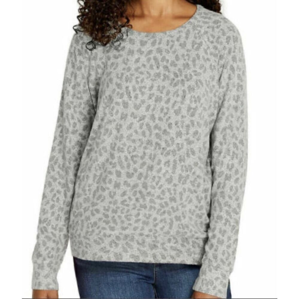 Animal Print Sweater Buffalo David Britton gray pullover leopard print sweater S